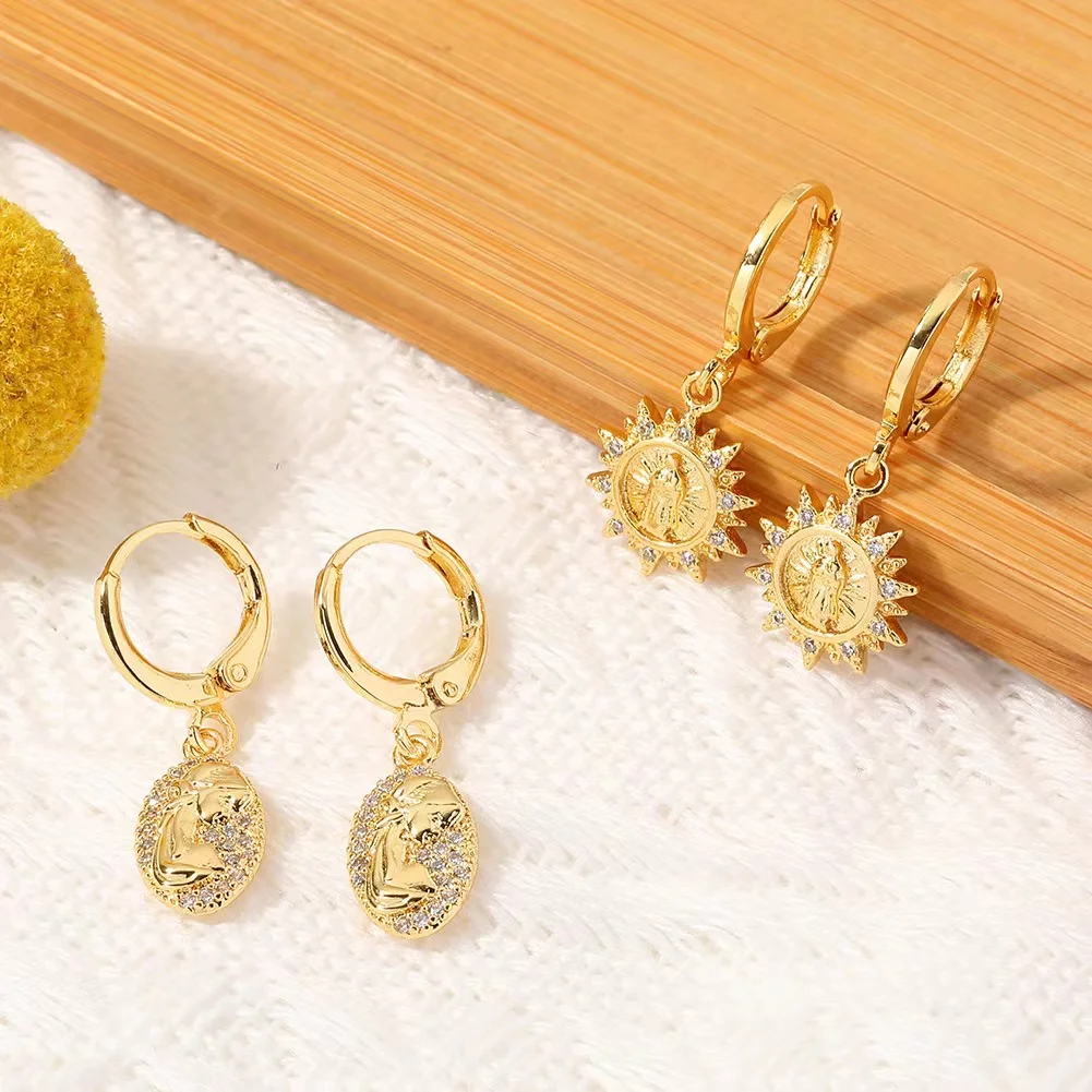 18k 14k gold religious  plated wholesale fancy small gold earrings woman 2015 /ladies earrings designs pictures designs for part