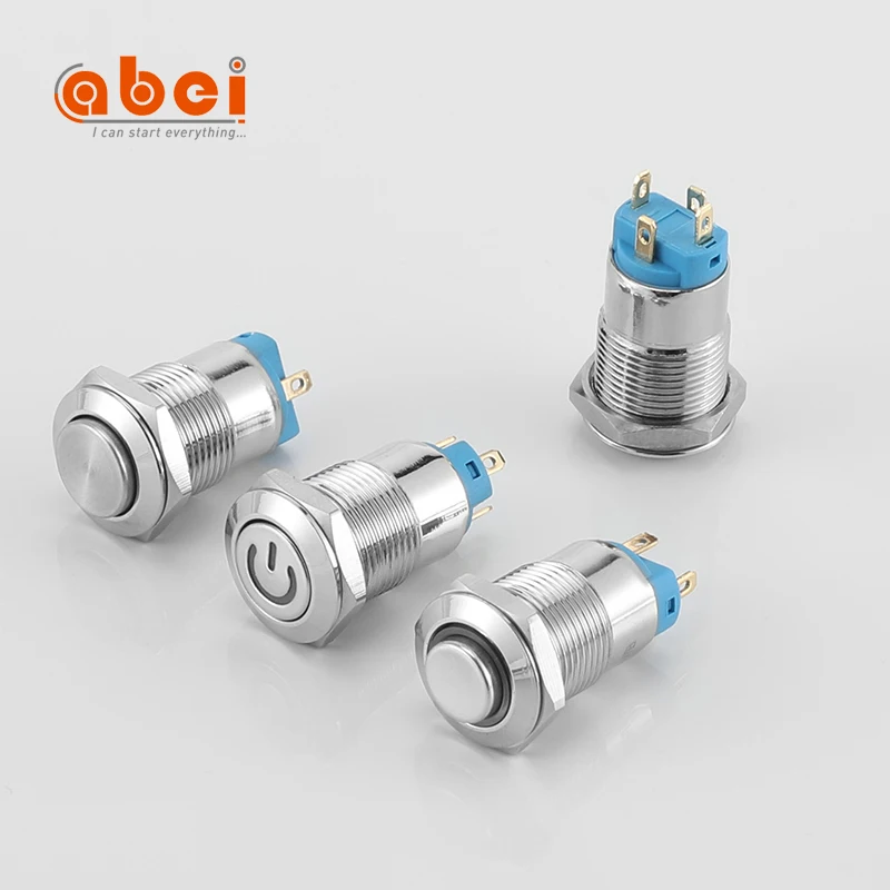 12mm Momentary on off latching LED 4pin 2pin high actuator Mini Metal push button switch 3-6V 12-24V 220V