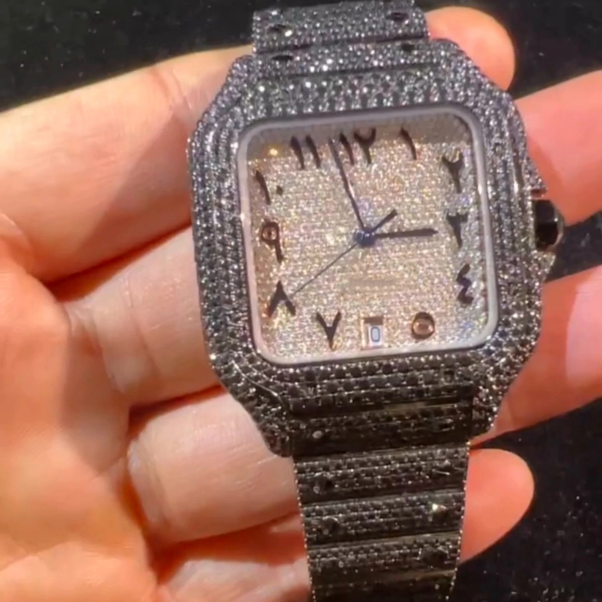 High Quality custom full Ice out VVS Lab Grown  Diamond pass diamond tester Automatic watch