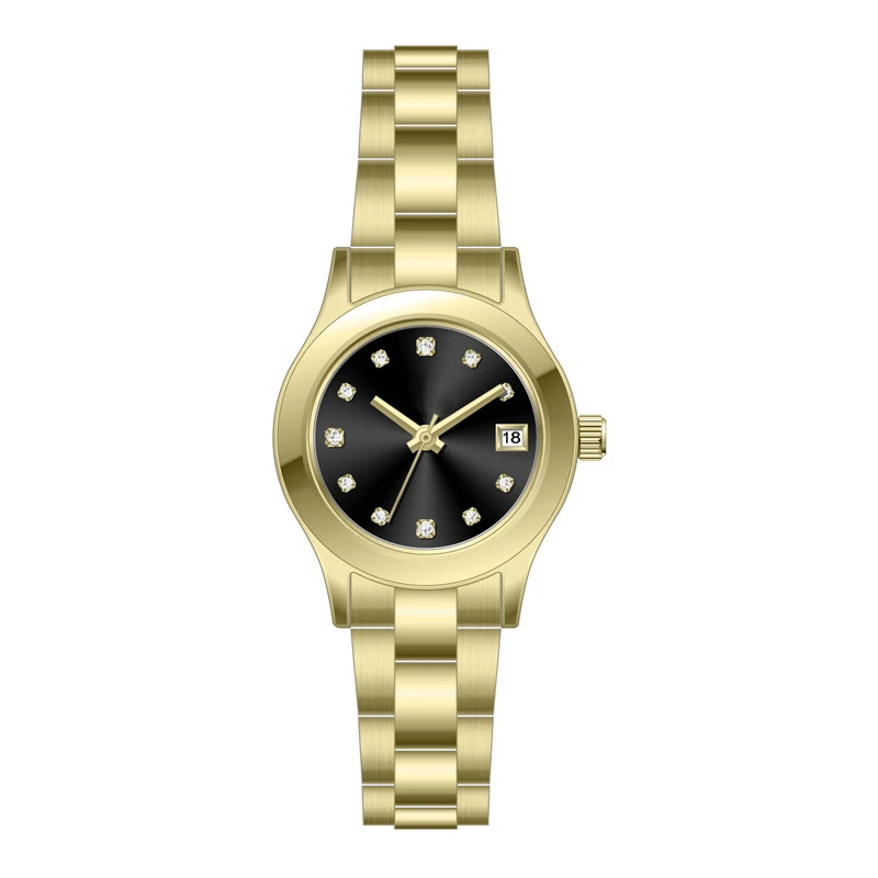 Fashion Pure Gold Color Ladies Bracelet Quartz Alloy Watch Western women wrist watches