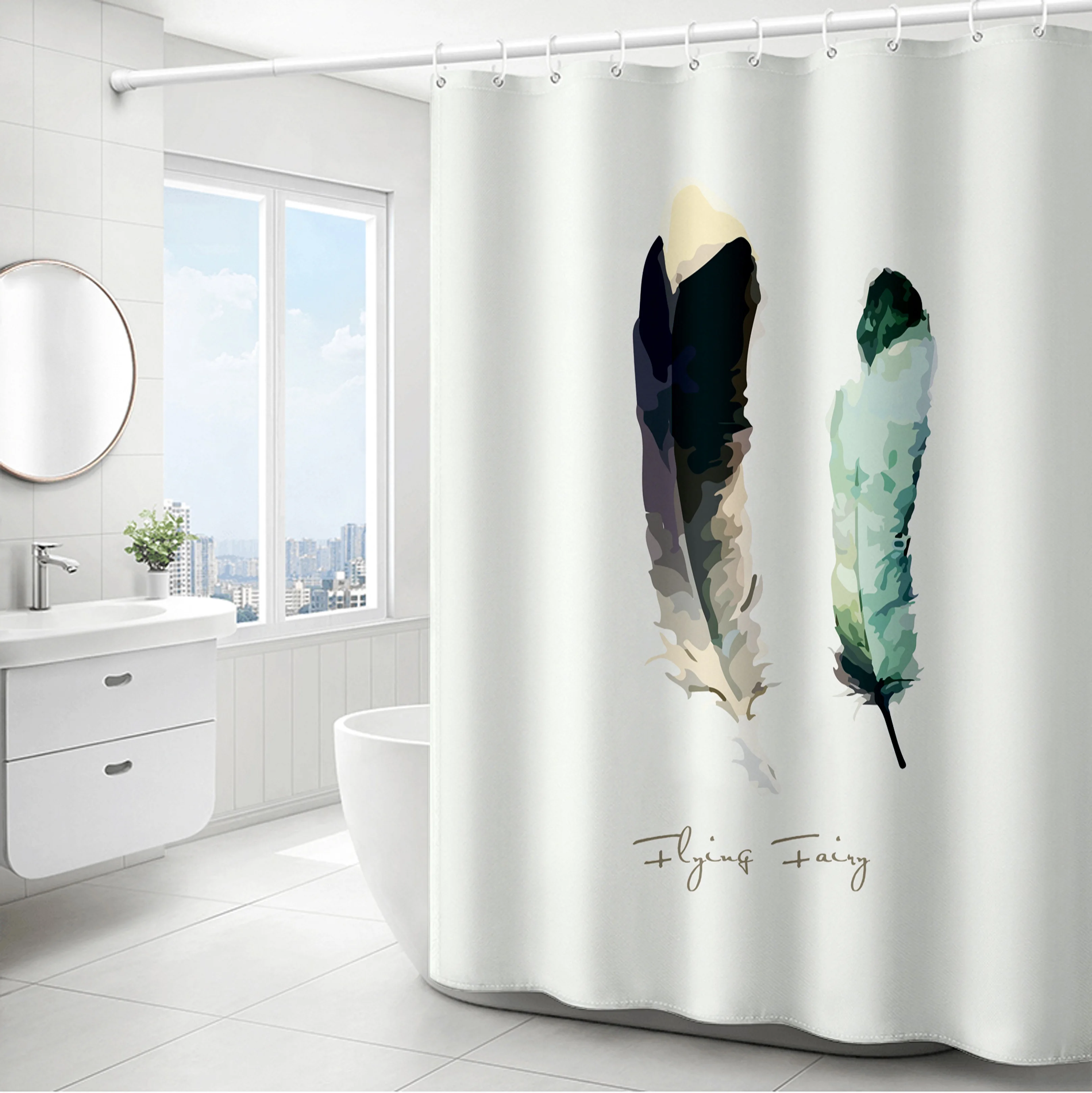 Ready Made Animal Design Custom Printed Elephant Hedgehog Shower Curtain For Wholesale
