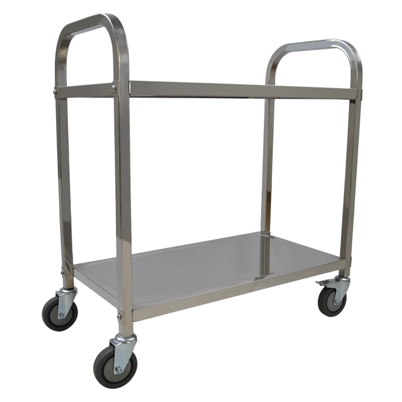 High quality food double cart stainless steel cart kitchen service cart customizable hotel hand trolley ST150R-T2-D