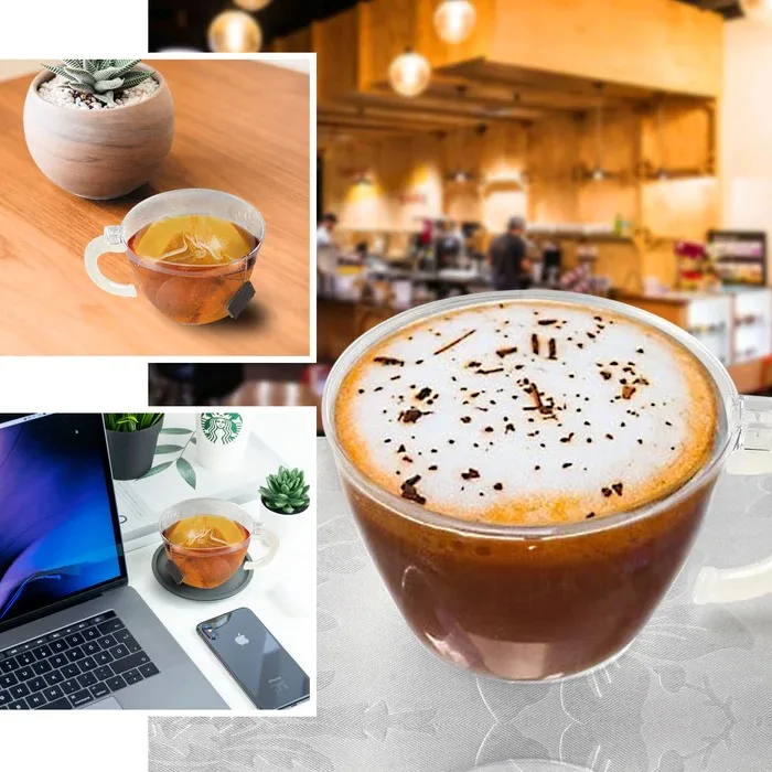 Disposable 6oz Coffee Cups with Handles ,180mlPlastic Coffee Mugs Plastic Tea Cups  for Wedding and Party