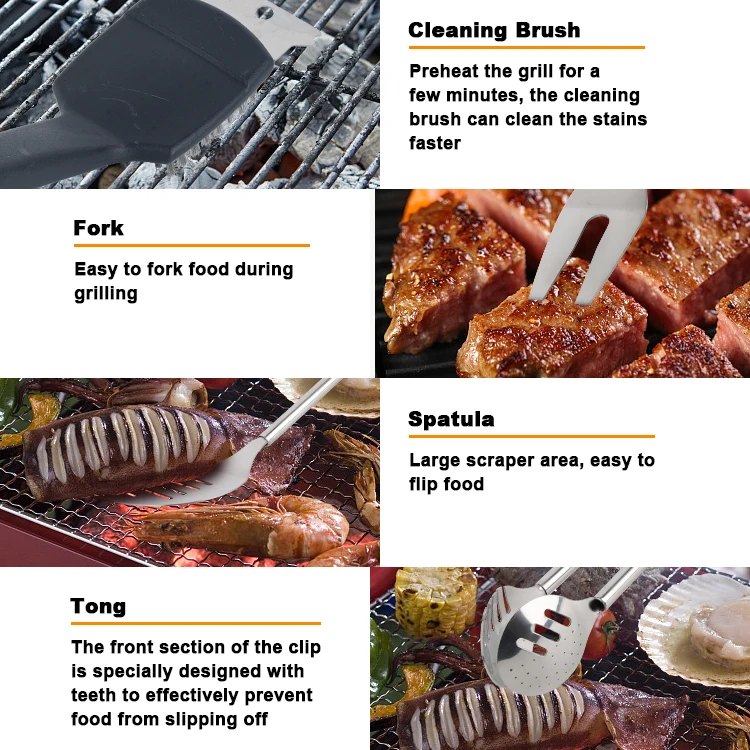 Golf Club BBQ Tools Set Stainless Steel Accessories Barbecue BBQ Tool with TPR Handle