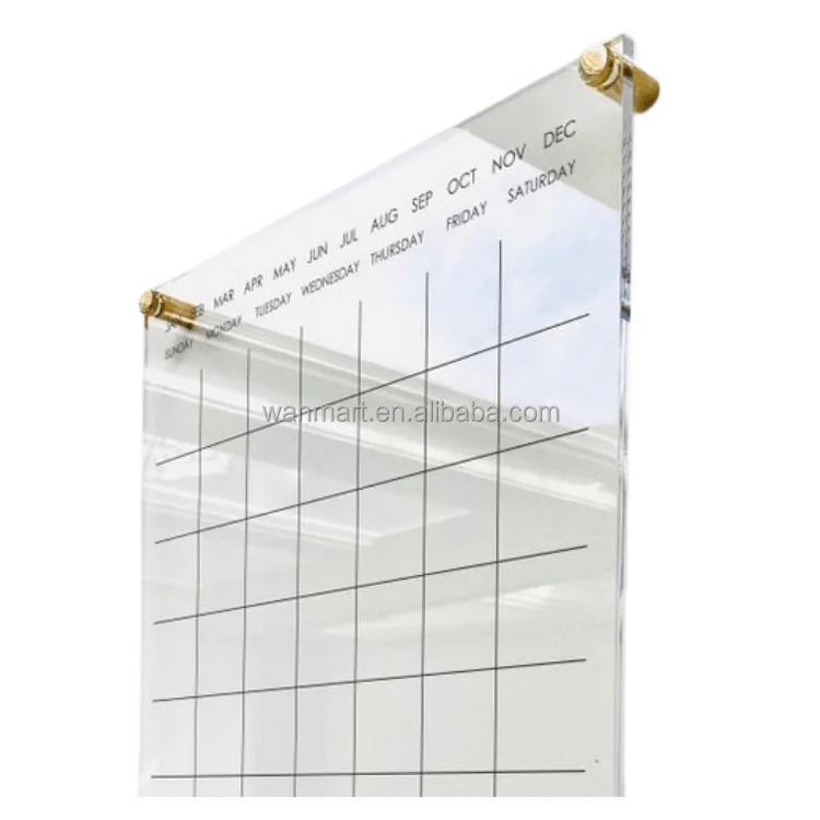 Factory custom dry erase calendar with clear acrylic stand calendar wall dry erase mounted planner