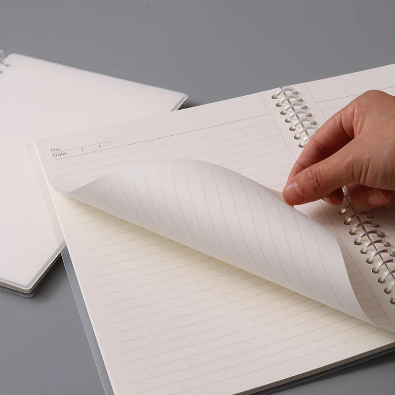 Free Sample Cheap Dotted/grid/lines/blank Transparent Pp School Hard Cover B5 A4 A5 Spiral Notebook