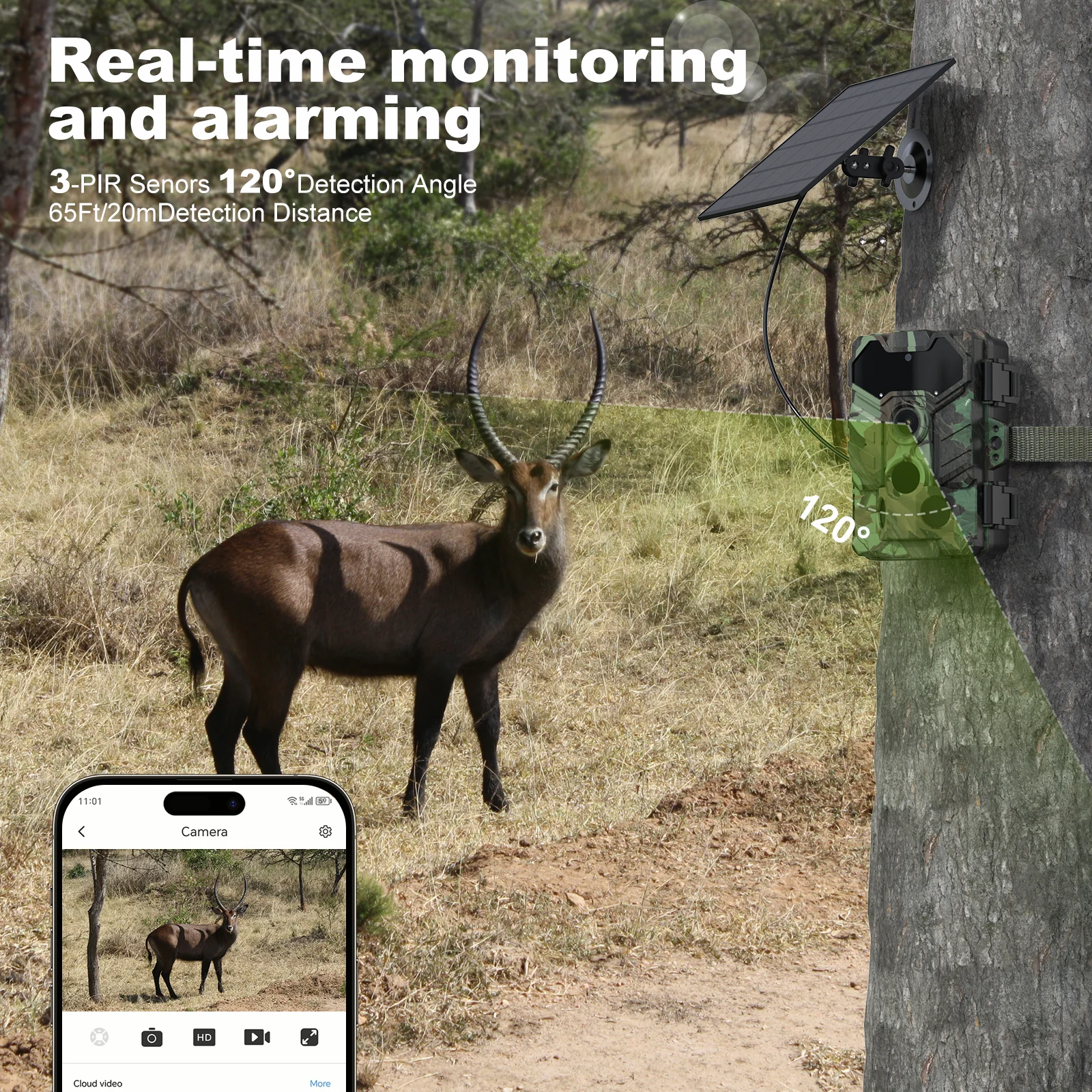 32MP HD hunting camera IP66 Lithium Ion Battery for Trail Camera with Solar Spypoint Camera IP Outdoor Night Vision Forest