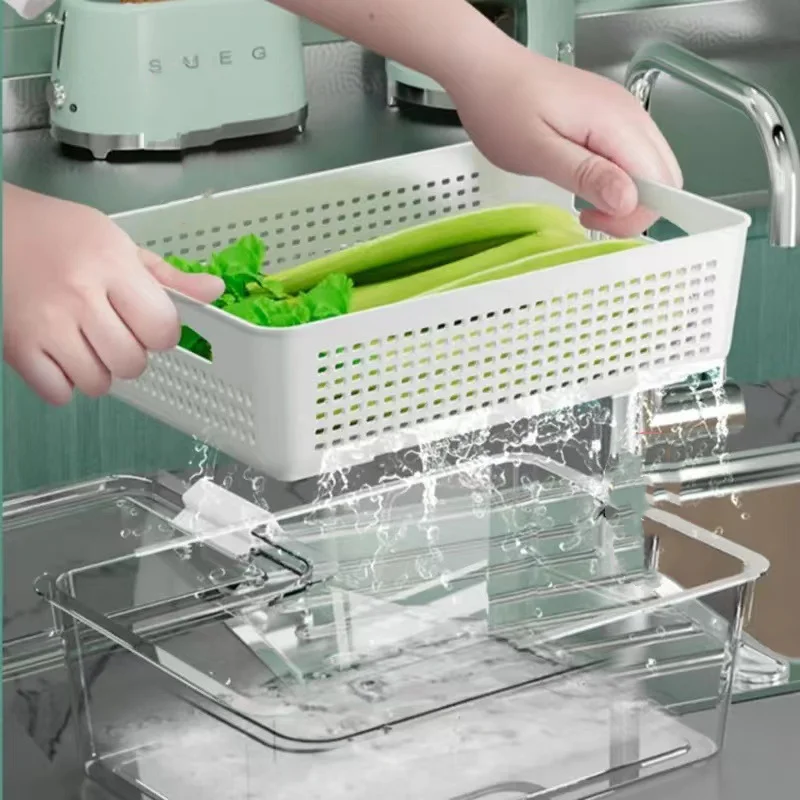 OWNSWING Fruit Storage Containers For Fridge With Removable Colanders Airtight Food Storage Containers Refrigerator Organizers