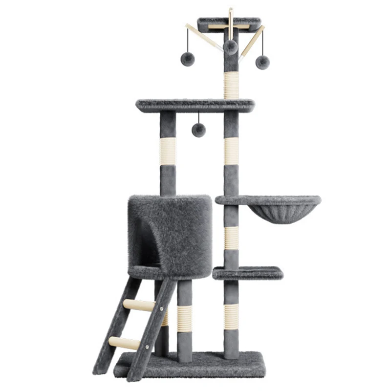 Indoor Cat Activity Center Cats Tree Tower Condo Sisal Scratching Posts Plush Perches Basket Cat Cave Ramp Climbing Frame