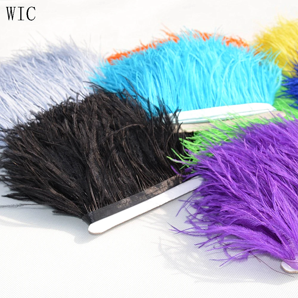 Wholesale Customization 8-15cm Natural long Fluffy Black Cheap Sale Dyed Ostrich Feather Fringe Trim