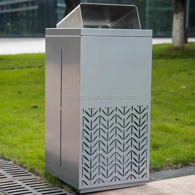 Factory price stainless trash bin metal waste bins decorative garbage bins outdoor trash can