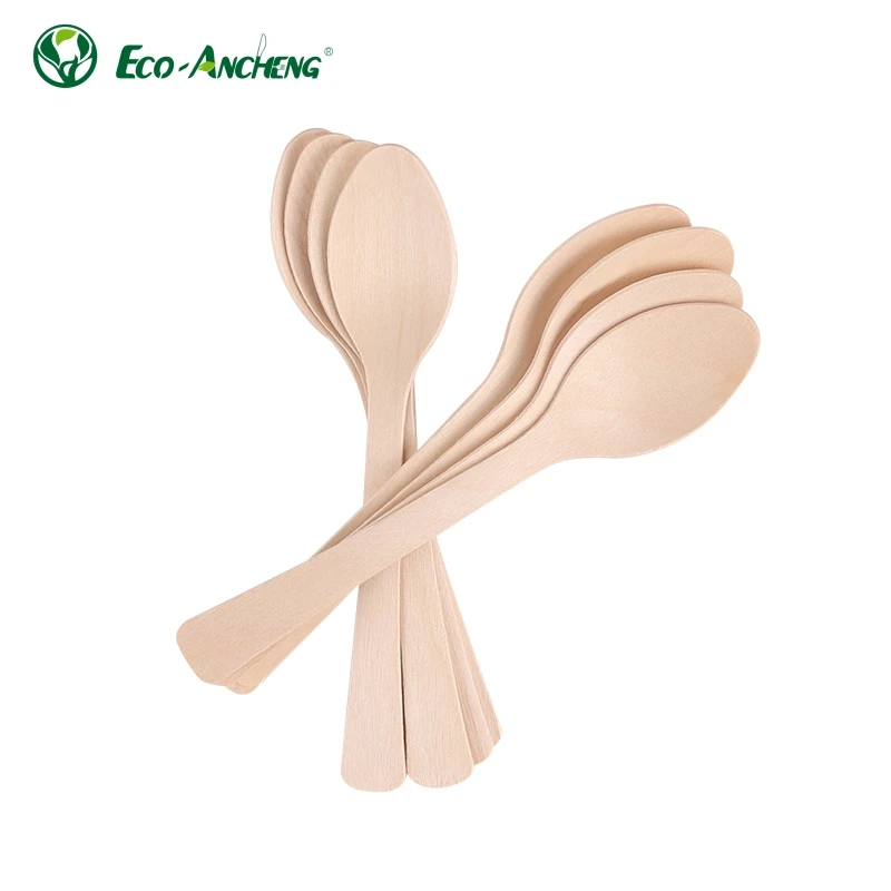 Eco-Friendly 160mm Wooden Tableware Spoon Fork Knife Cutlery Set Disposable Cutlery