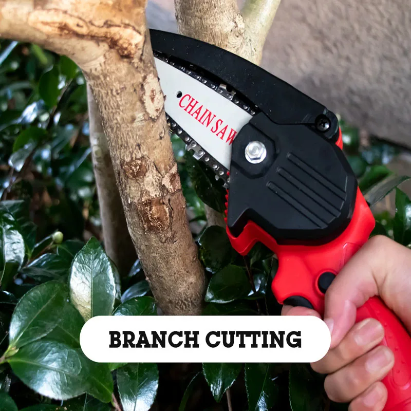 4 Inch 21V Cordless Rechargeable Chain Saw Battery Powered Electric for Tree Branch Wood Cutting