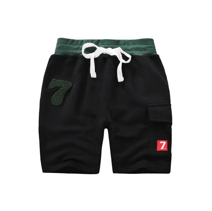 
High Quality Cotton Custom Letter Flock Print Baby with Packet Casual Pants for Kids Wear Wholesale Boy Bike Sport Shorts 