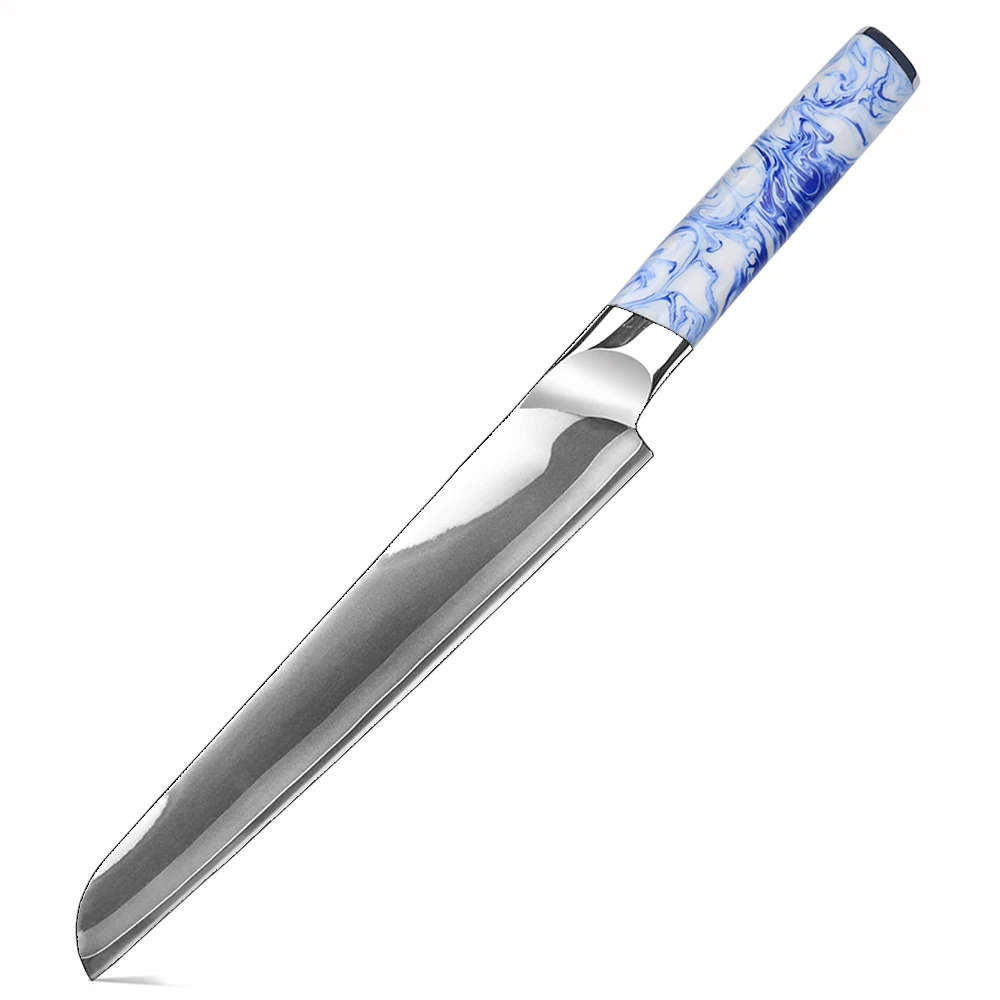 8 Inch 7 Layer 10CR15COMOV Clad Steel Sashimi Sushi Sujihiki Knife ,  Resin Handle Japanese Yanagiba Kitchen Carving Knives