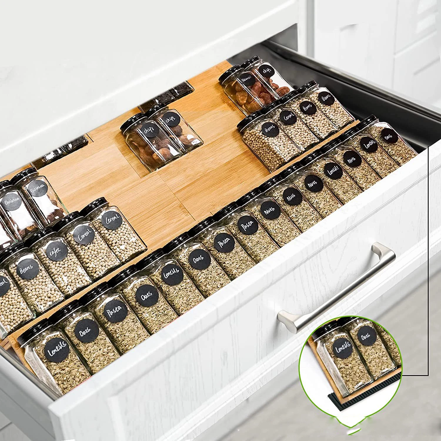 Factory 4-tier Bamboo Kitchen Wooden Spice Rack Step Shelf Cabinet Organizer