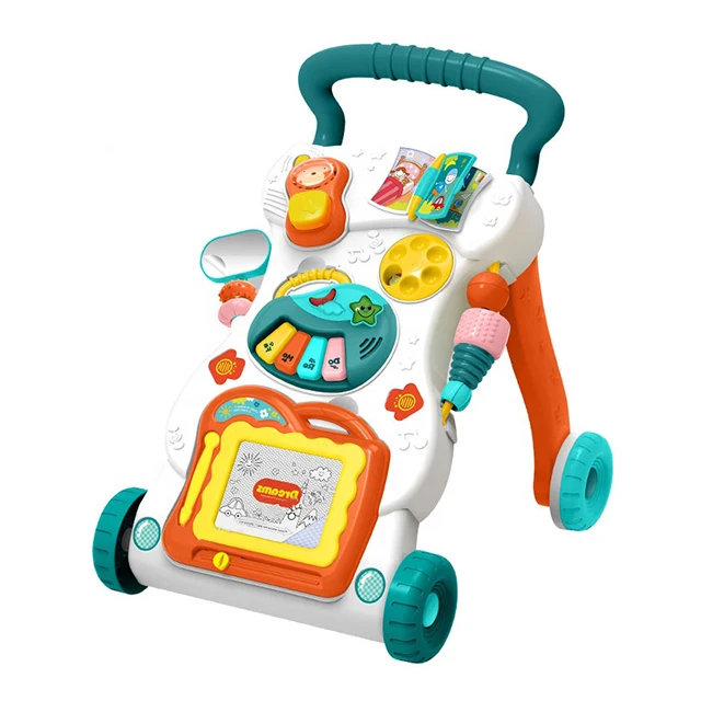 JIESTAR 2 in 1 baby learning walker with wheel musical push walker with light multifunction education baby walker baby toy