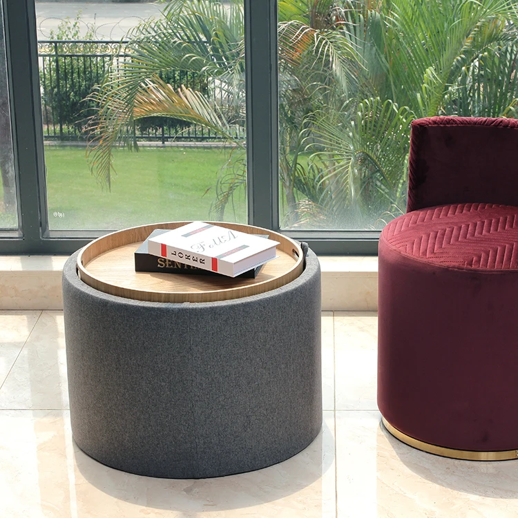 high quality wooden coffee table modern wooden tray with storage Ottoman