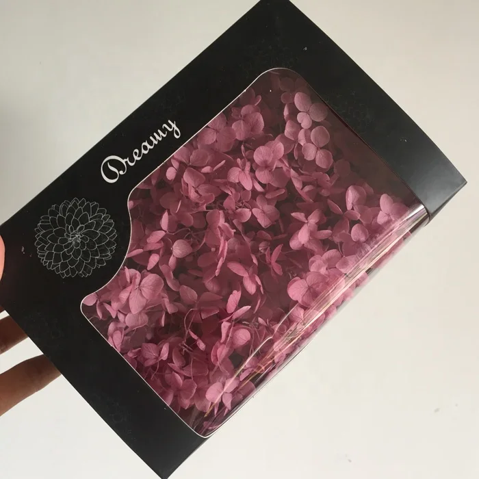 natural longlasting dried hydrangea flowers in boxes