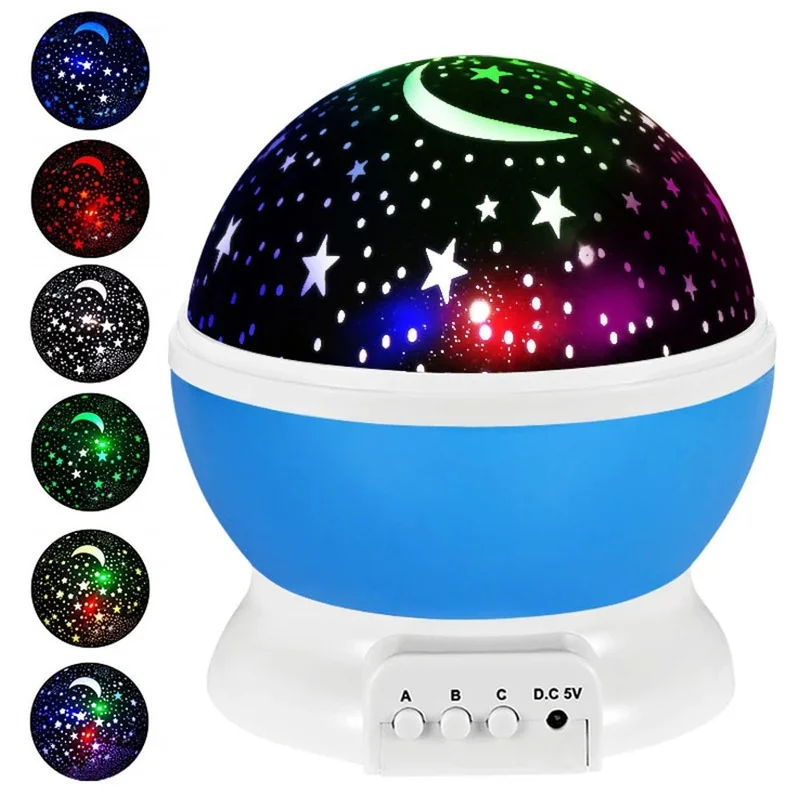 Star Projector Lamp Children Bedroom LED Night Light Baby Lamp Decor Rotating Starry Nursery Moon Galaxy Smart Projector Light