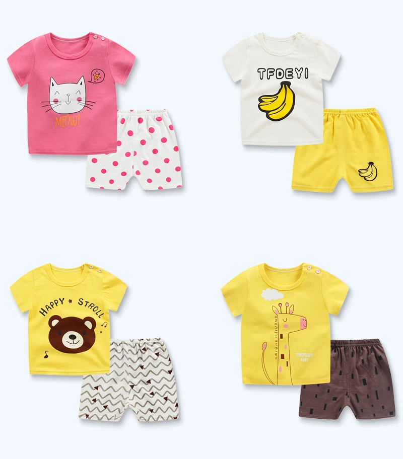 summer 2021short sleeve babies clotheschildren pyjamas 100% cottonchildren summer clothes