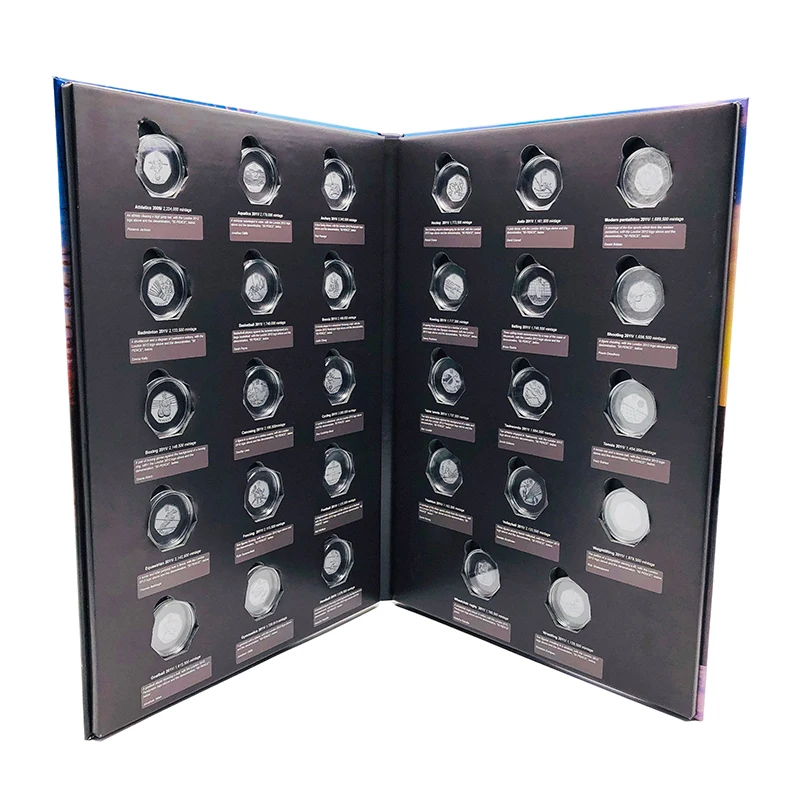 2020 luxury hardcover UK 2012 London 50P coin hunt album 29 positions with capsules