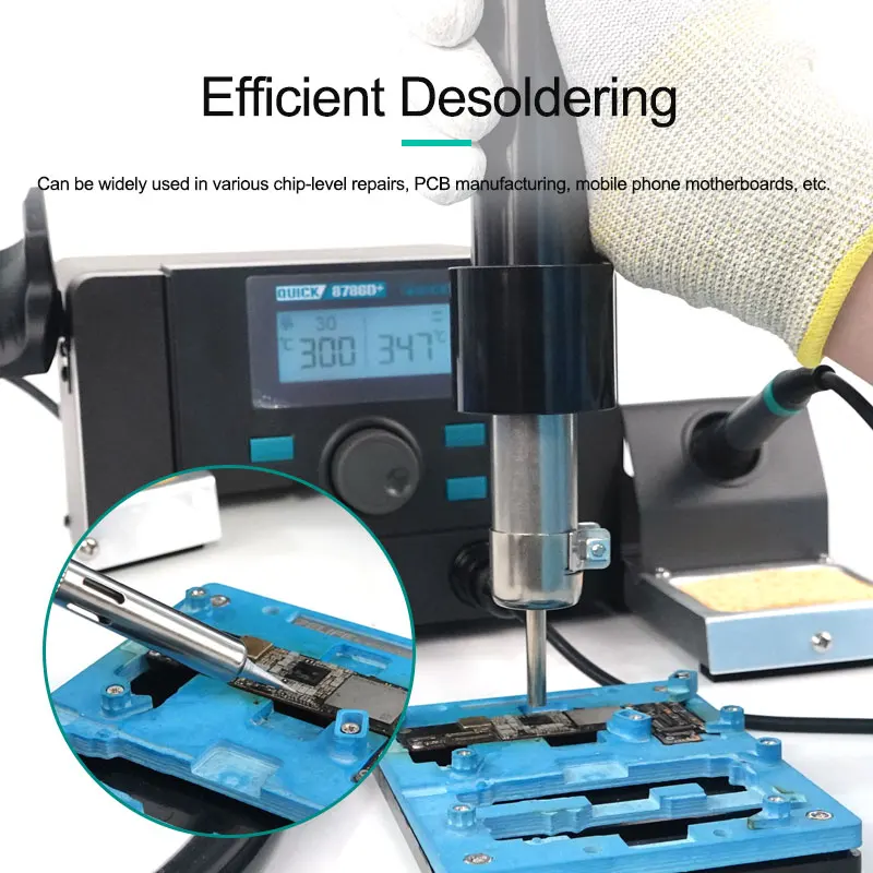 100% Original Quick 8786D+ Digital Display 2 in 1 Hot Air Gun Desoldering Rework Soldering Station For Mobile Phone Repair