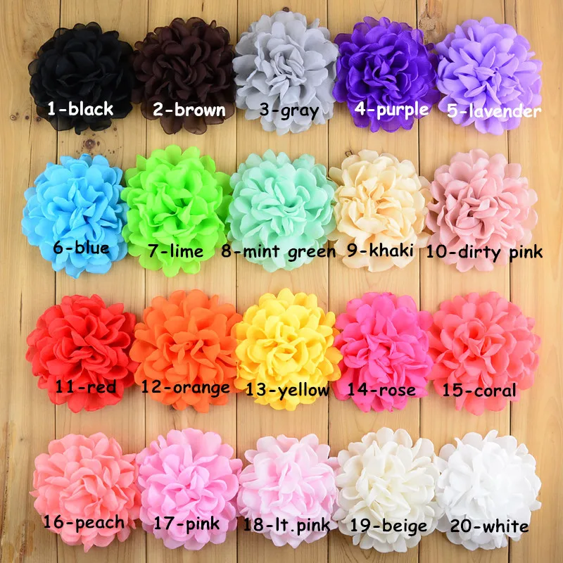 20Colors of Frany Singed Chiffon Flower for Kid Headbands Hair Accessory 30pcs/lot Artificial Peony Headwear Flower