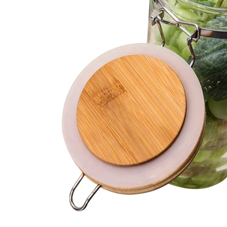 Klarglas Vorrats glas Kaffeebohne & Küche Lebensmittel behälter mit natürlichen hochwertigen Bambus deckel luftdichten Glas