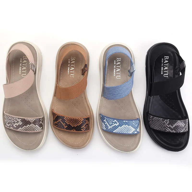 Flat Summer New Arrival Soft Sole Casual Wedge Strap Ladies Sandal Shoe