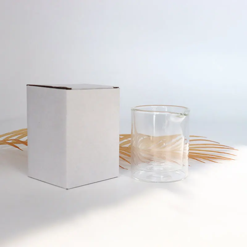 Hot Style Competitive Price 210ml Transparent Empty Double Wall Glass Massage Candle Jar Container With Spout and Box