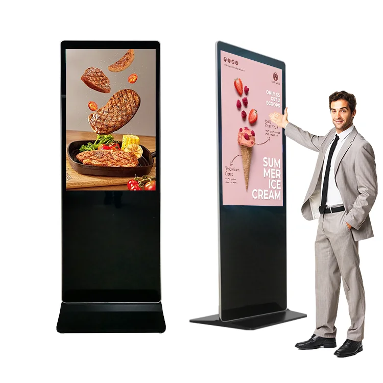 32/43/49/55/65 Indoor Floor Standing Vertical Interactive Digital Signage LED Screens Kiosk Advertising Display For Advertising