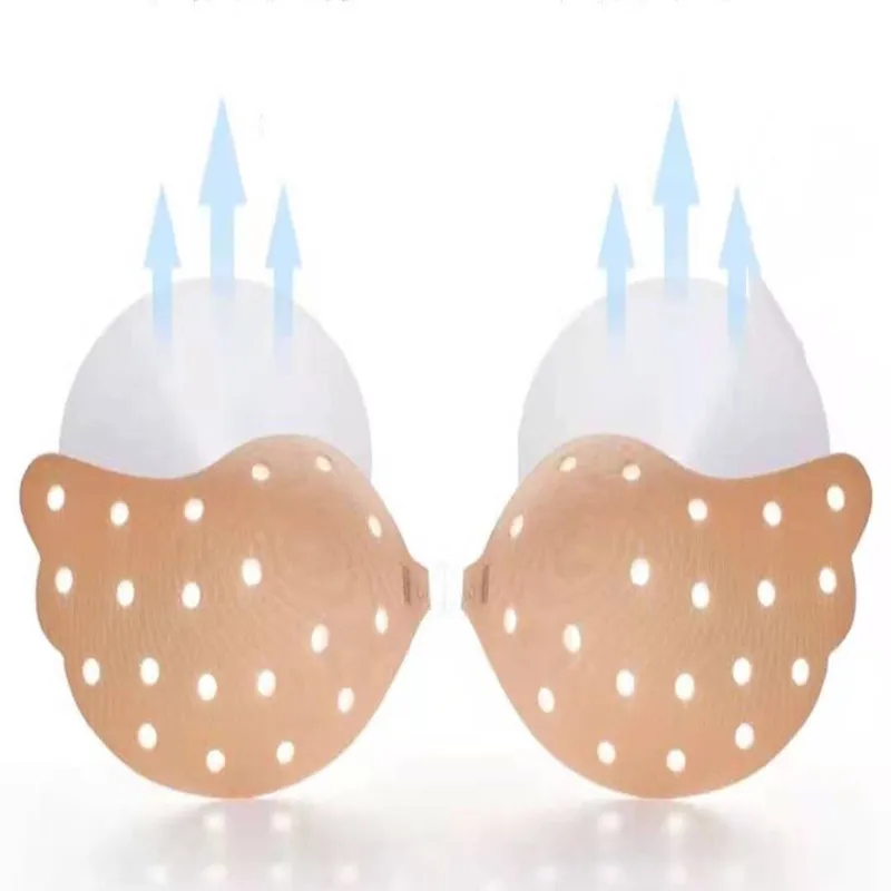 2020Full hole anti drop special adhesive bio glue breathable mango cup Chest Patch hole type swimming invisible bra breast patch