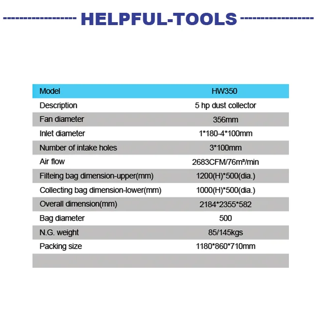 HELPFUL HW350 woodworking cyclone separator dust collector filter Weihai helpful woodworking machine
