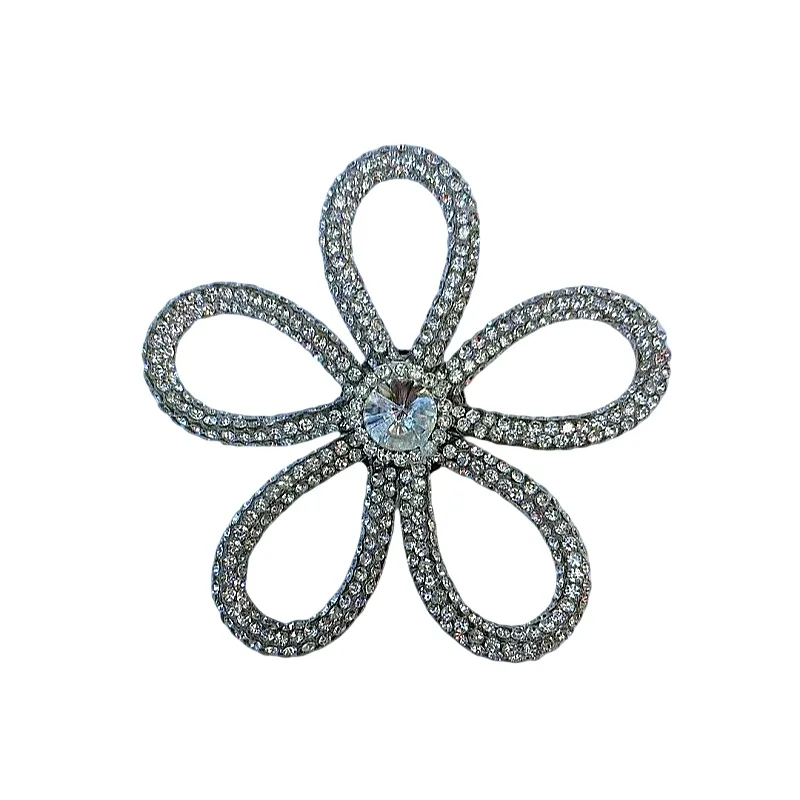 China manufacturer flower logo funny iron on patch rhinestone applique flower for shoes