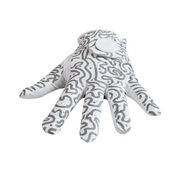 White Premium Genuine Leather Golf Gloves Manufacturers Custom Logo Cabretta Leather Golf Gloves