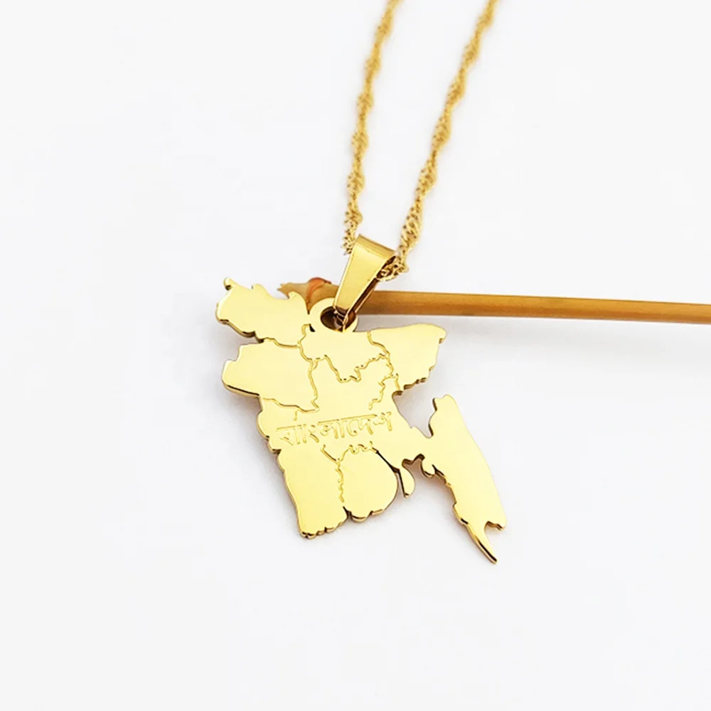 Bangladesh Map Necklace Ethnic Decoration Bangladeshi Map Pendant Ethnic Elegant Clavicle Chain Patriotic Pendant Gift