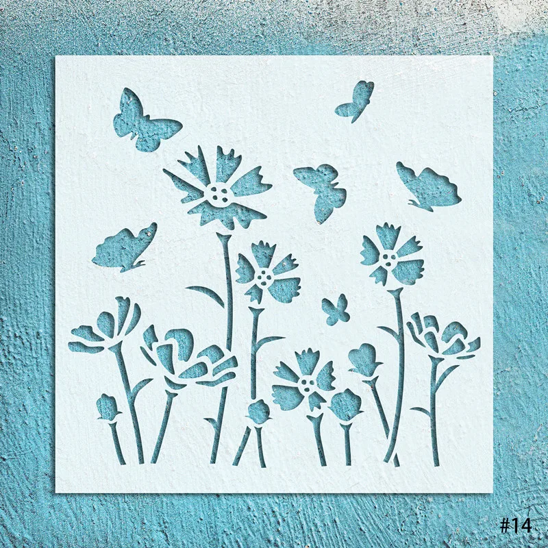 Aloha Flowers Stencil Reusable Kids Friendly Plastic DIY Stencil for Painting Baking Art Crafts Wall Furniture