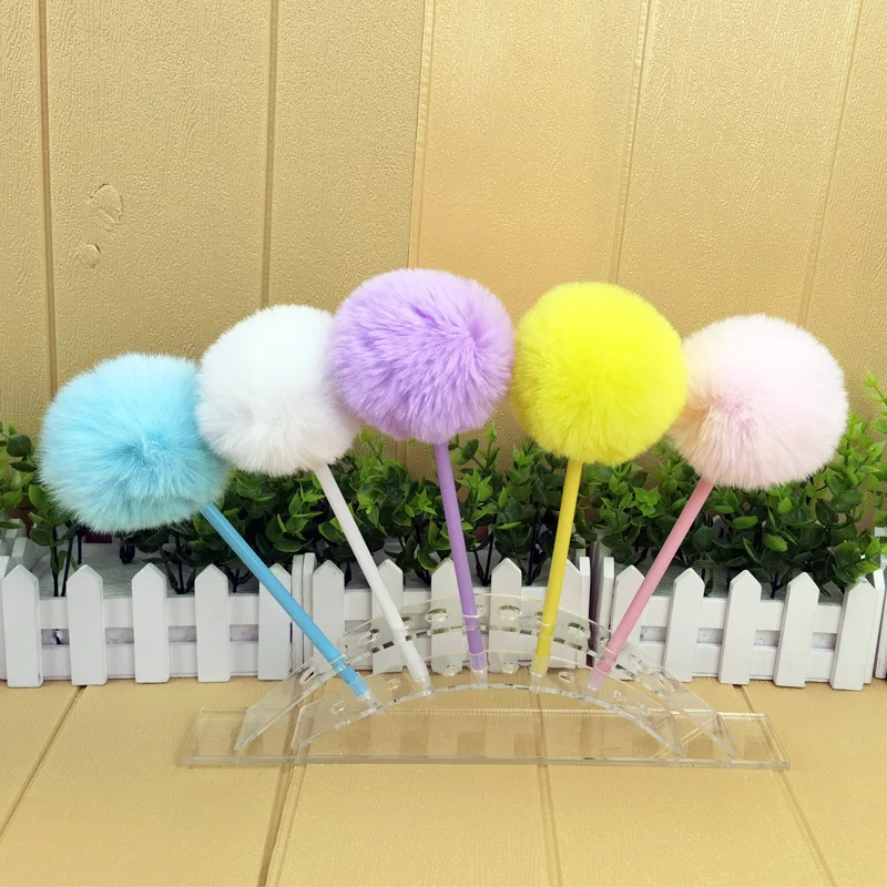 Custom Cute Colorful Fluffy Ballpoint Pen  Pom pom Pen for Girls Party