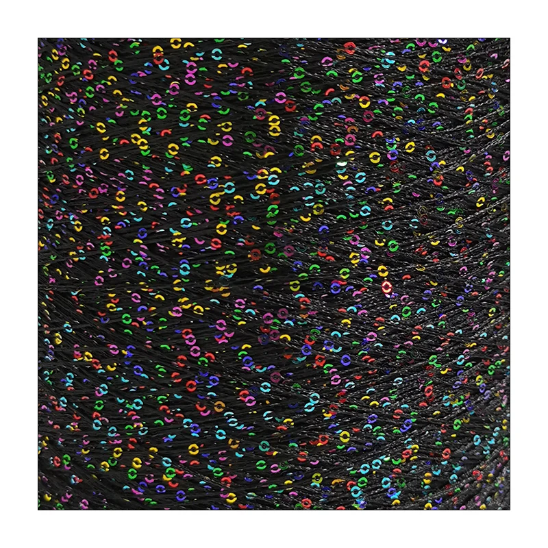 Fancy yarn factory wholesale color sequin polyester yarn cone hand knitting machine braiding shiny skirts