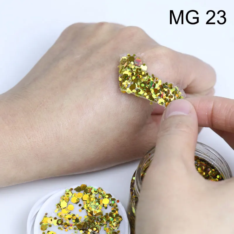 GP 40ml Wholesale safe on skin Face Body Hair Nail Holographic Chunky Glitter Gel