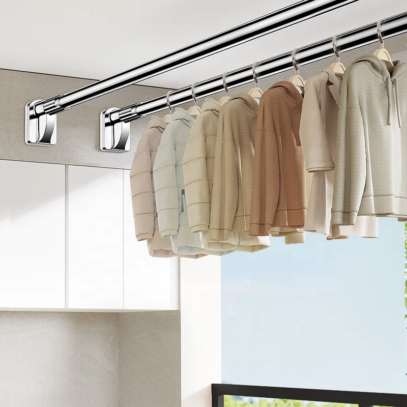 Factory Price Adjustable Decorated Hardware Curtain Rod Short Laundry Poles for Wardrobe