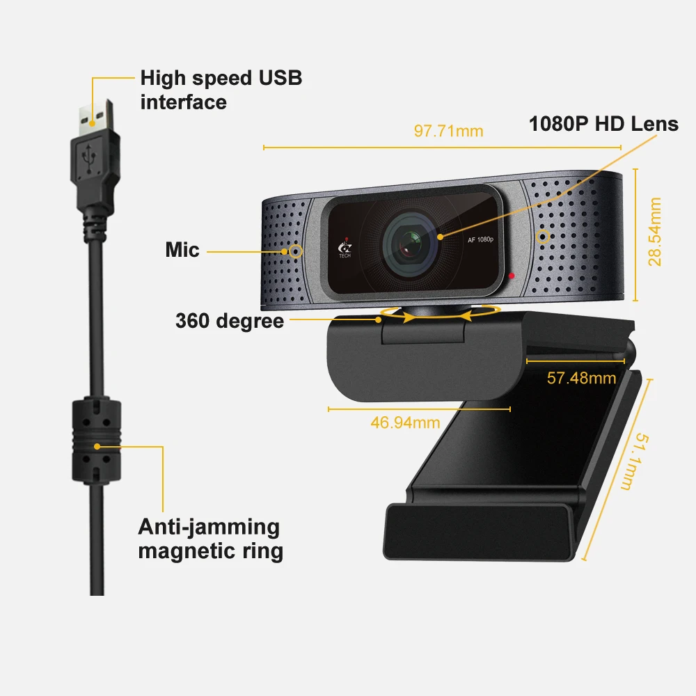 Веб-камера для конференций, 1080p, ПК, камера с крышкой для конфиденциальности, подходит для интерактивной белой доски