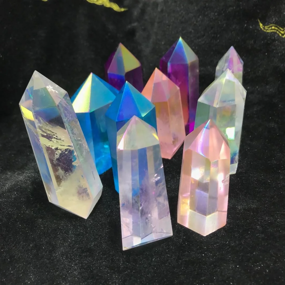 Хит продаж природный хрустальный камень Angel Aura кварцевый кристалл точечные титановые восстанавливающие башни