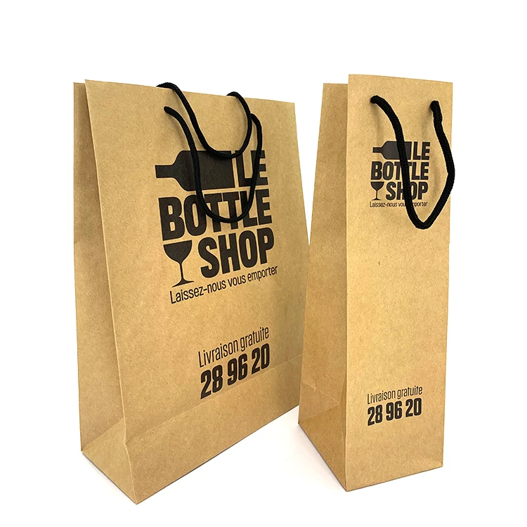 Индивидуальные биоразлагаемые 3 бутылки вина сумка мешок подарка крафт-бумажный мешок