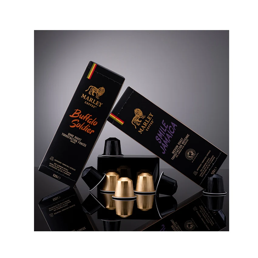 New Trend Hot Selling Buffalo Soldier Dark Roast Nespresso Compatible Coffee Capsules Marley Coffee 10 x 7g Capsules