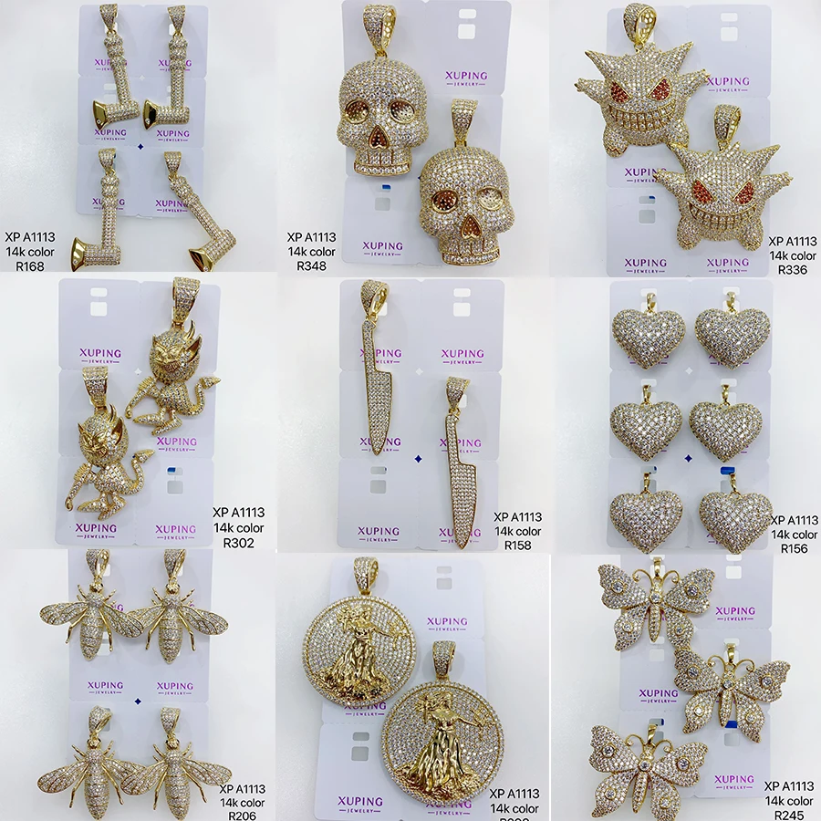 10067 xuping jewelry Various animal insect heart cross letter pendants necklace wholesale fashion zircon gold iced out pendant