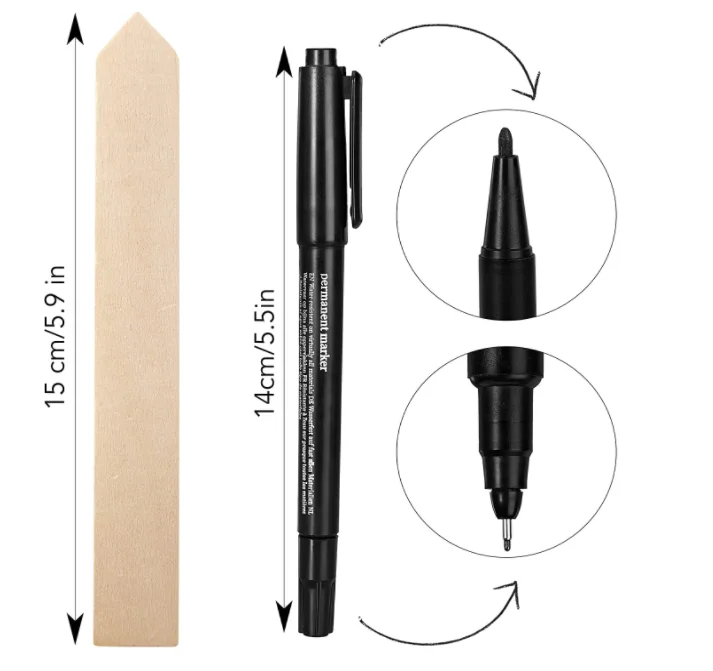 60 pcs plus 1 permanent mark Garden wooden signs insert a font flowers succulent plant label