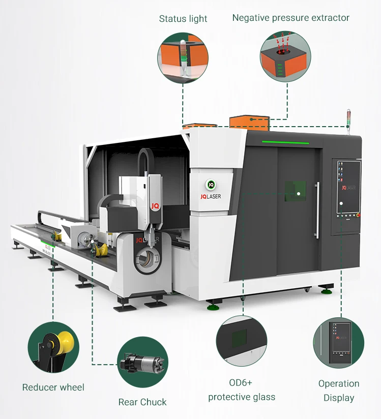 Multifunction Sheet Tube Laser Cutting 6 kw Full Cover Fiber Laser Metal Plate Tube Cutter Machine