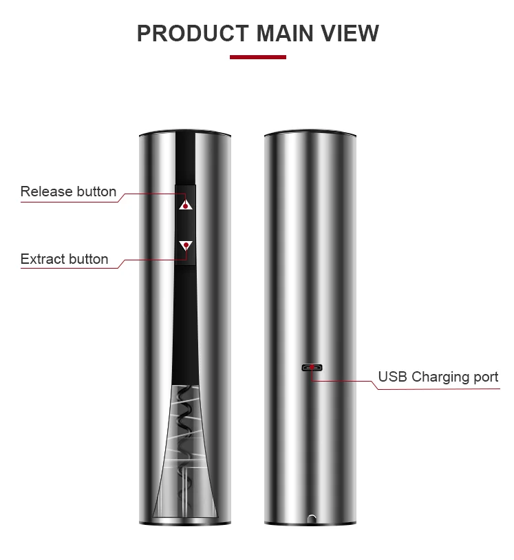 unique newest usb rechargeable electric wine bottle opener set in stock